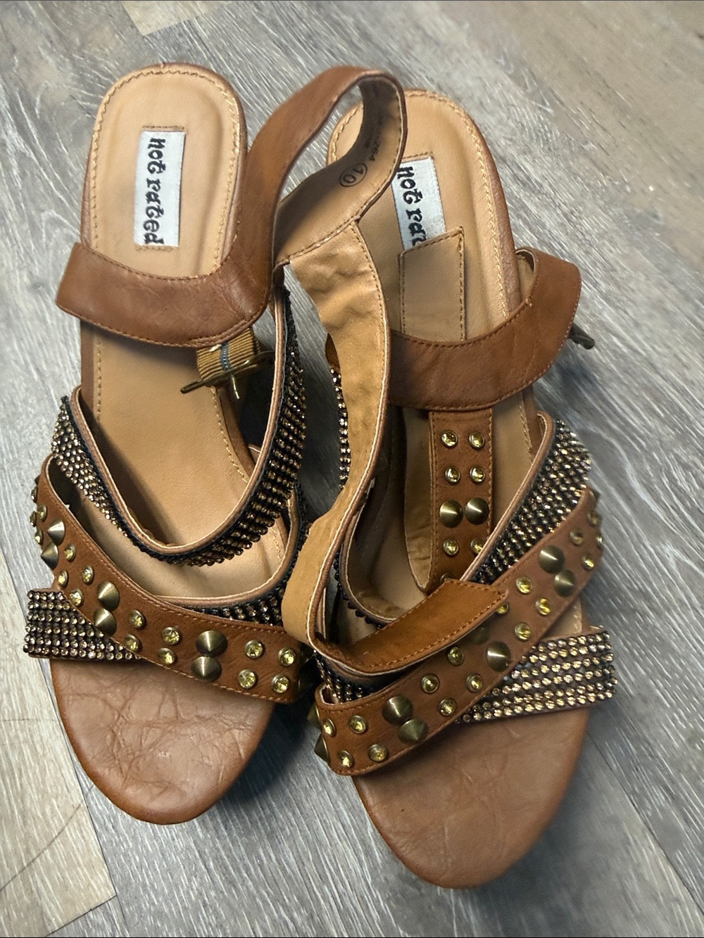 Not Rated Brown Studded Women’s Sandals -ankle buckles size 10 Women's